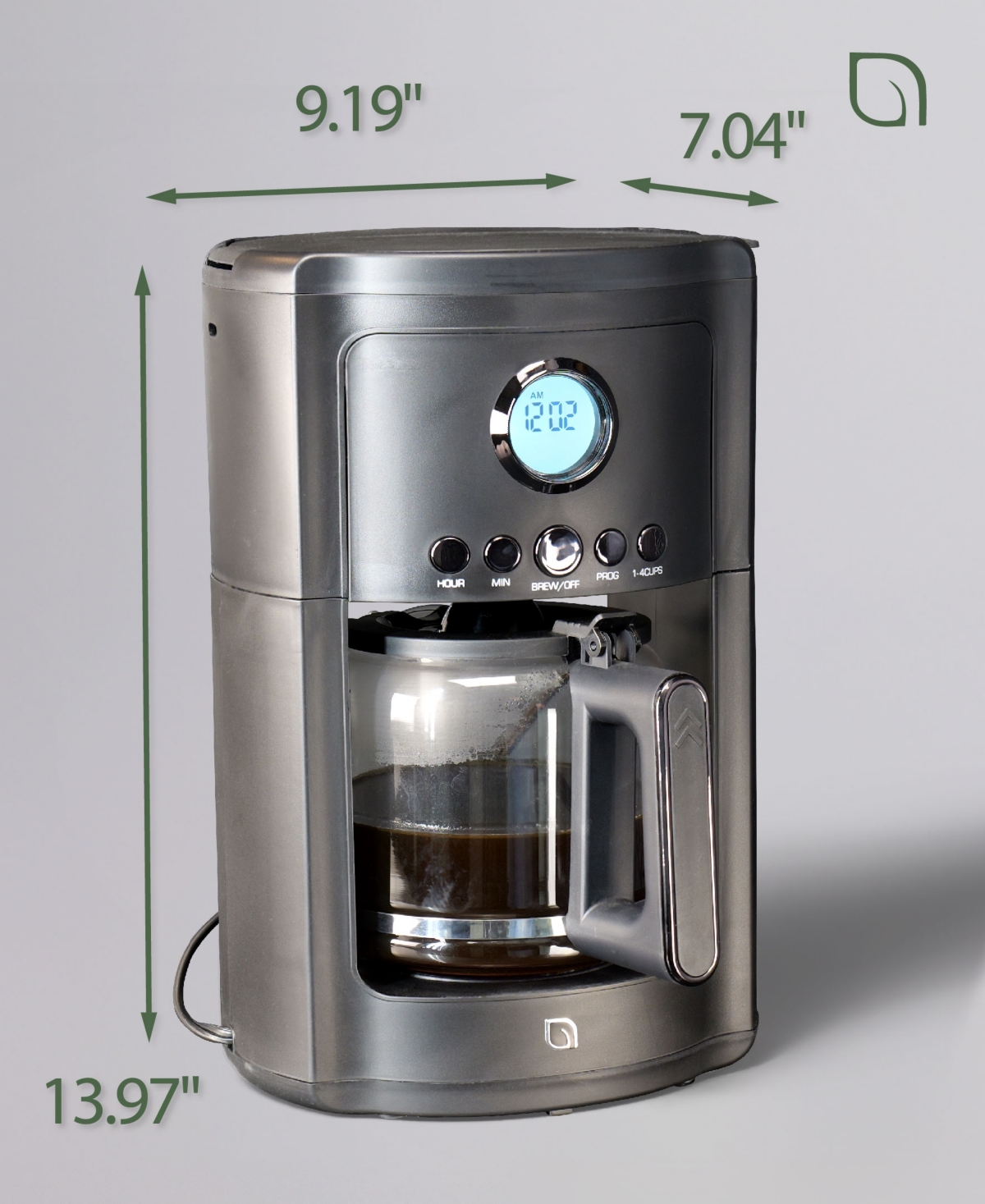 Willow Kitchen 12 Cup Coffee Maker – Programmable Brewing Options With Timer, Beautiful Design, Glass Pot In Black