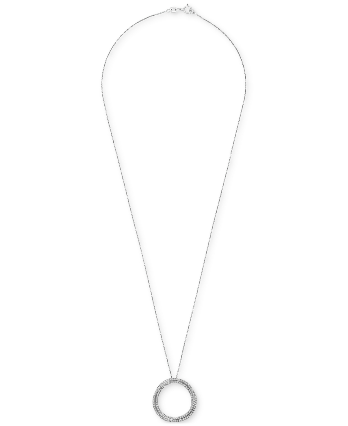 Macy's Diamond Open Circle Pendant Necklace (1/2 Ct. T.w.) In Sterling Silver, 18" + 2" Extender, Exclusive In Sterling Silver