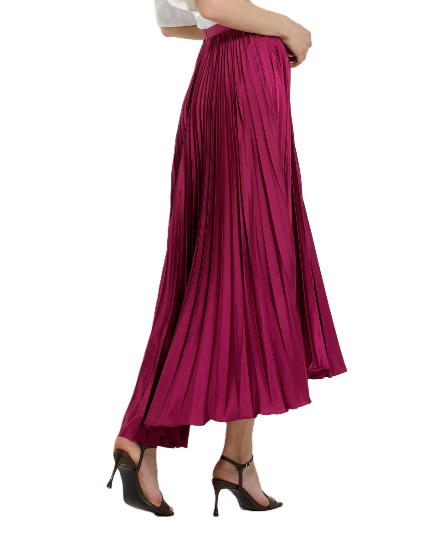 Women's Long Pleated Satin Evening Skirt