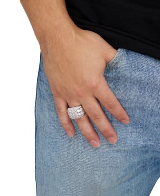 Men's Lab Grown Diamond Multirow Cluster Ring (5 ct. t.w.) in 10k White Gold