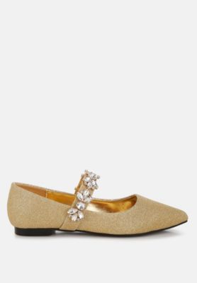 Womens Flavia Diamante Brooch Glitter Ballerinas