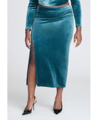 Women's Velvet Maxi Skirt With Slit