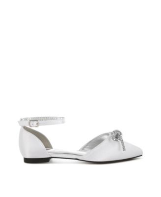 Simina Rhinestone Detail Bow Flat Sandals