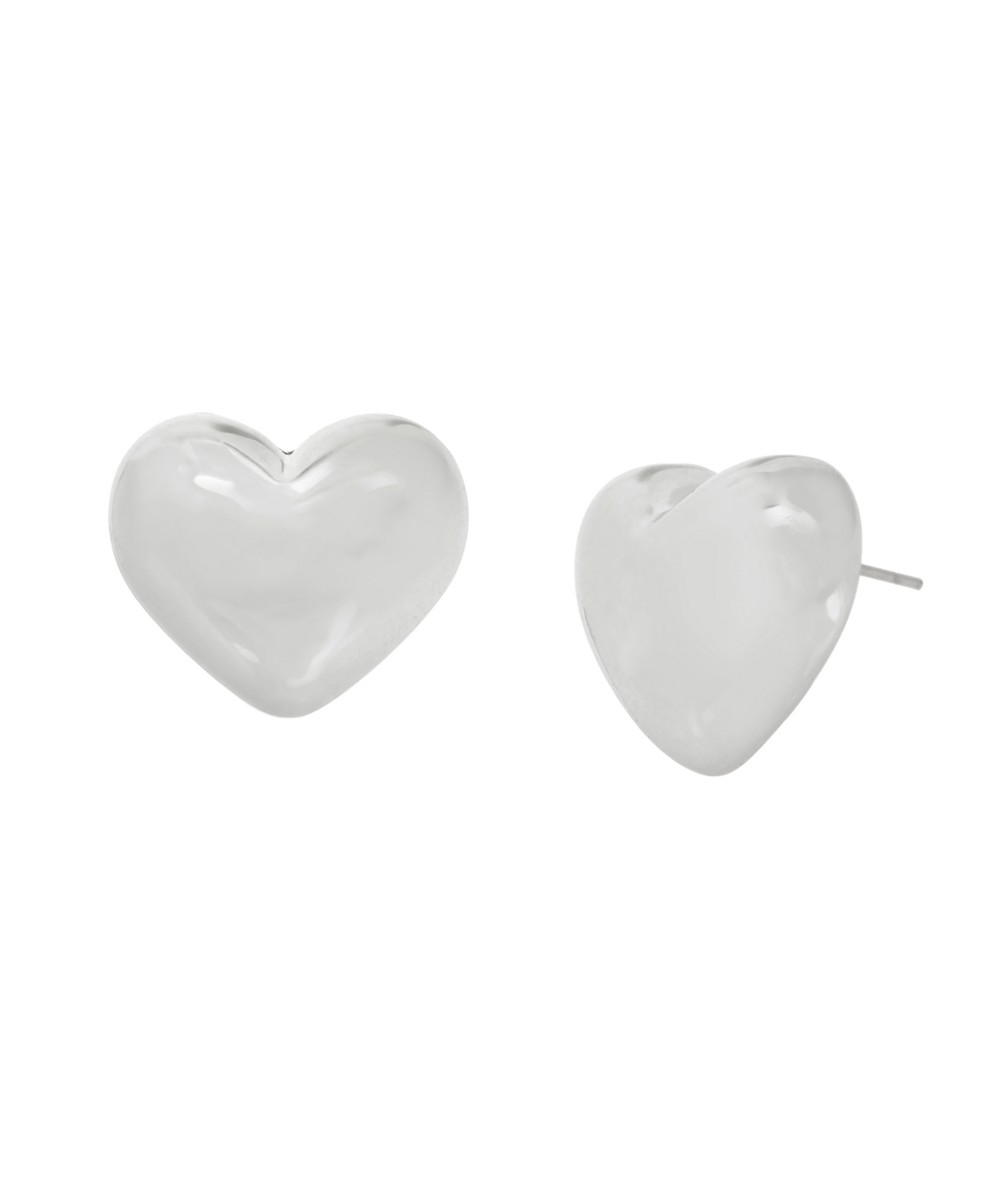 Steve Madden Puffy Heart Earrings In Rhodium