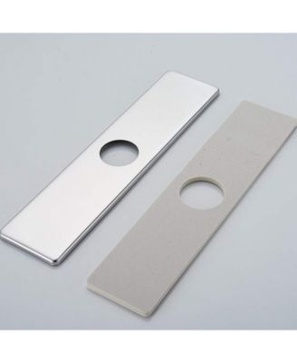 Sink Hole Cover Chrome 10 Inch 1 or 3 Hole Long Rectangle Cover Deck Plate Faucet Escutcheon for Bathroom or Kitchen Vanity Sink Faucet Stainless Steel,Leed-Free
