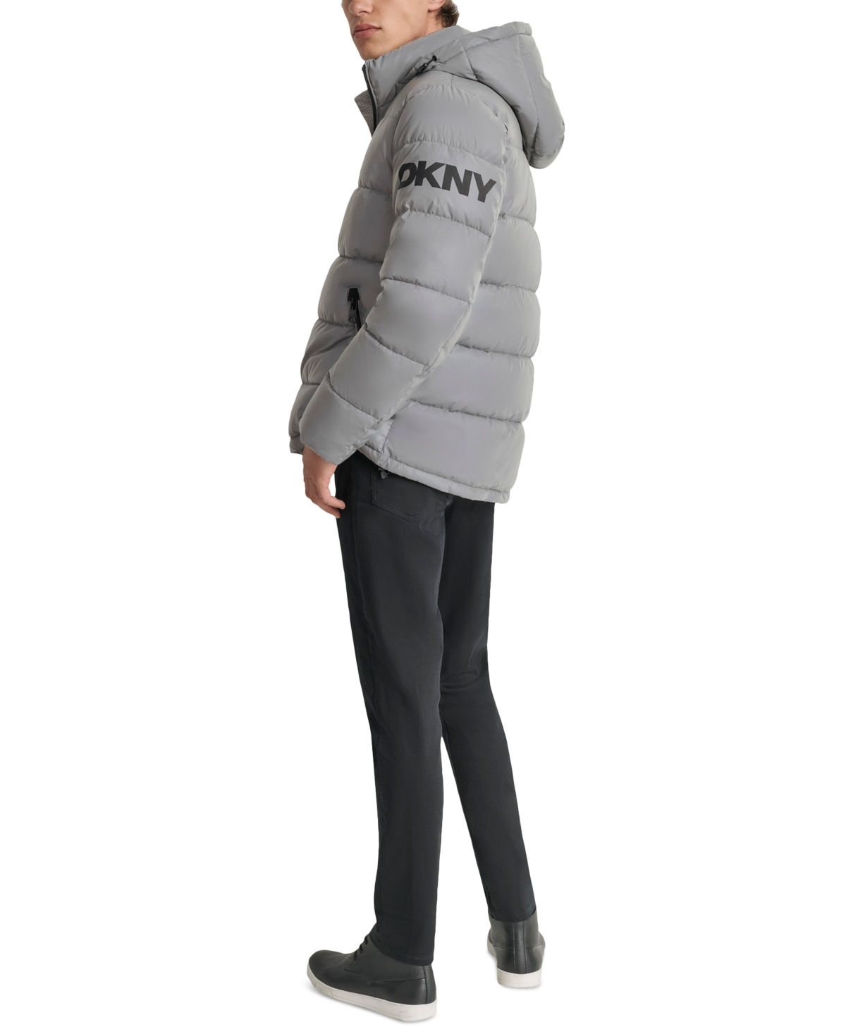 Dkny Men's Shiny Nylon Hooded Puffer Jacket