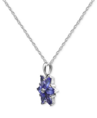 Tanzanite (1-3/8 ct. t.w.) & Diamond Accent Starflower Pendant Necklace in 14k White Gold