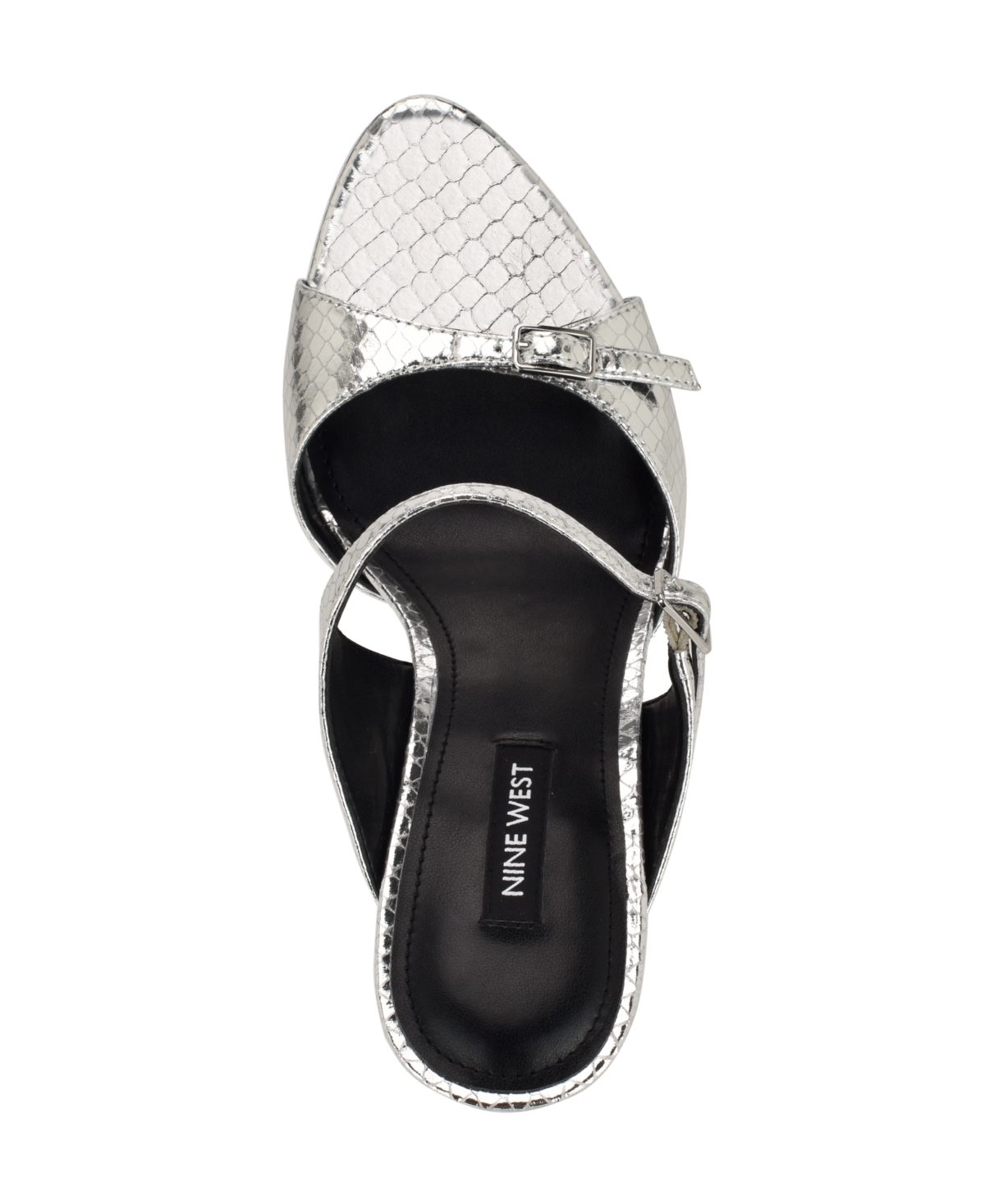 Nine West Women's Reida Open Toe Dress Sandals In Silver Snake