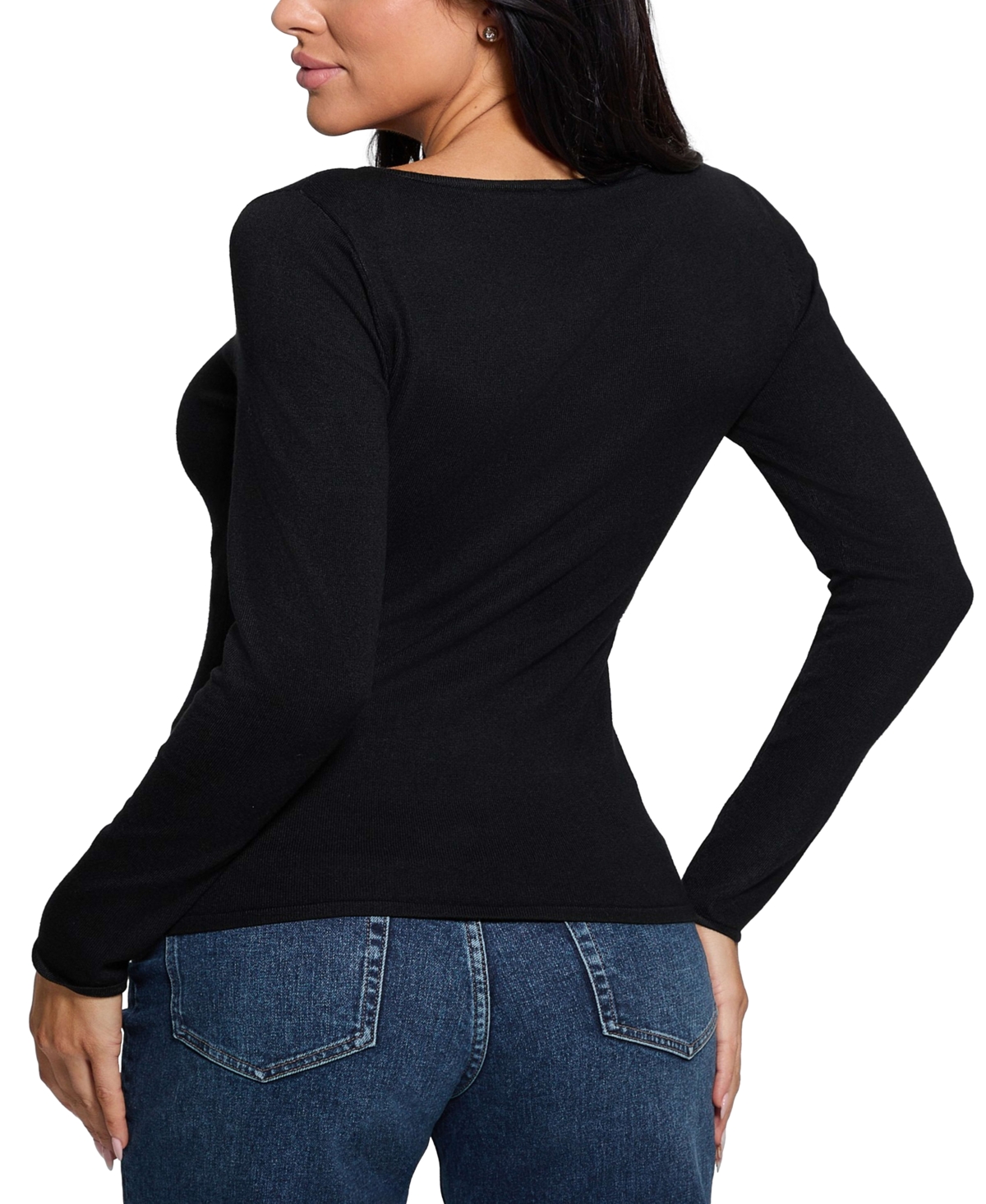 GUESS WOMEN'S ELIZA RHINESTONE-LOGO BOAT-NECK SWEATER 