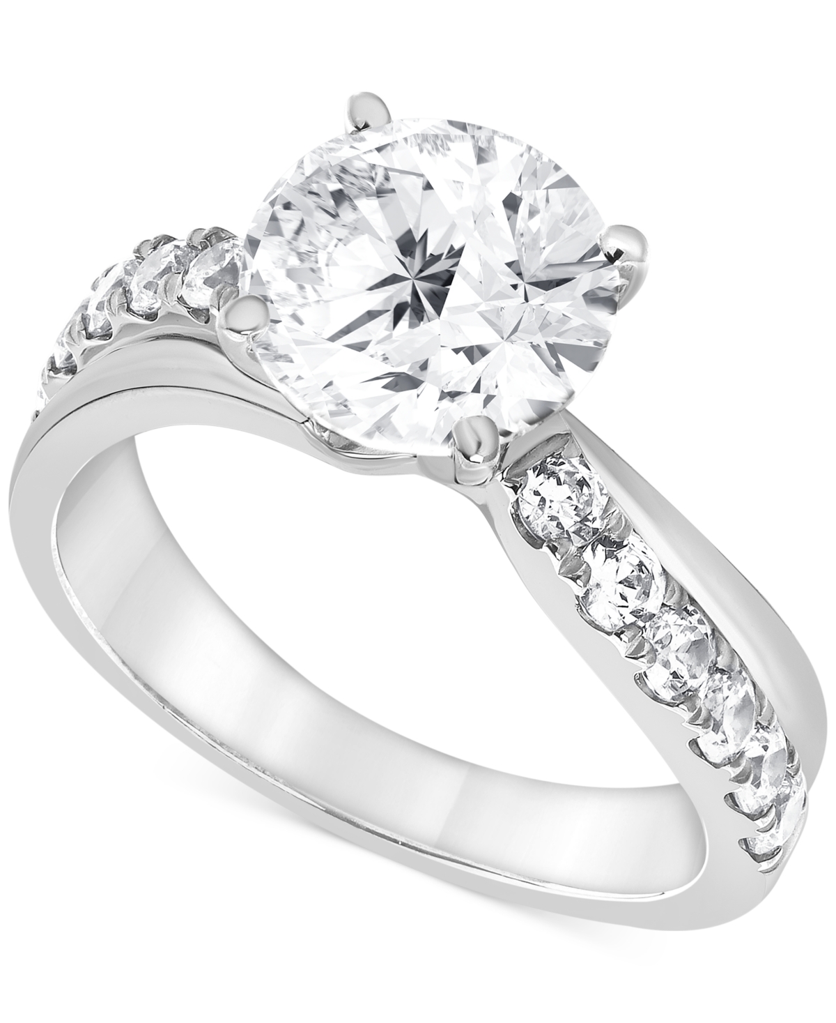 Badgley Mischka Igi Certified Lab Grown Diamond Engagement Ring (3 Ct. T.w.) In 14k Yellow, White Or Rose Gold In White Gold