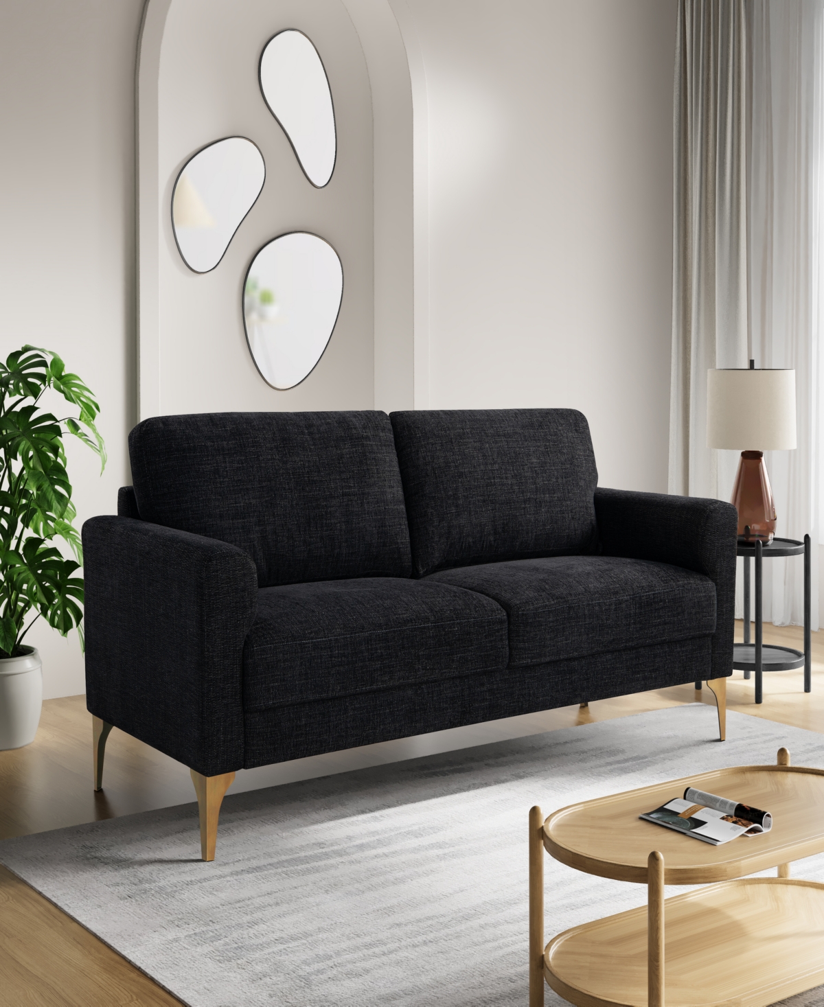 Studio Living 75.6" Polyester Modesto Sofa In Black