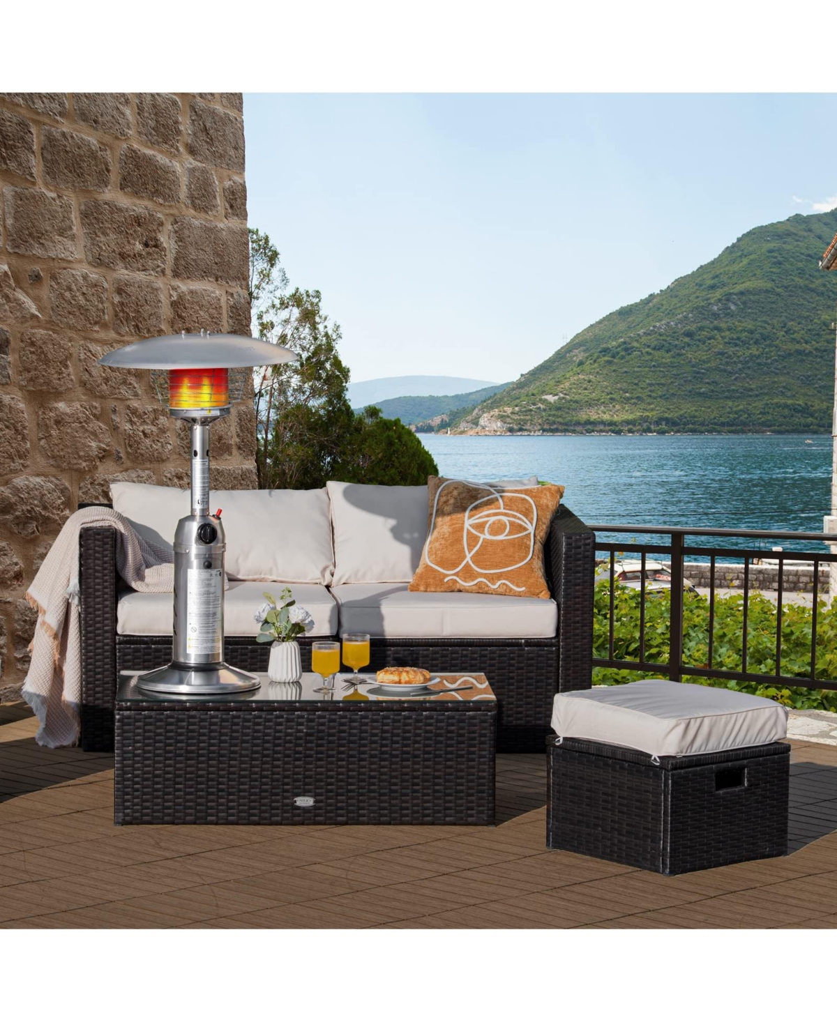 Sugift 11 000BTU Portable Tabletop Patio Stainless Steel Standing Propane Heater