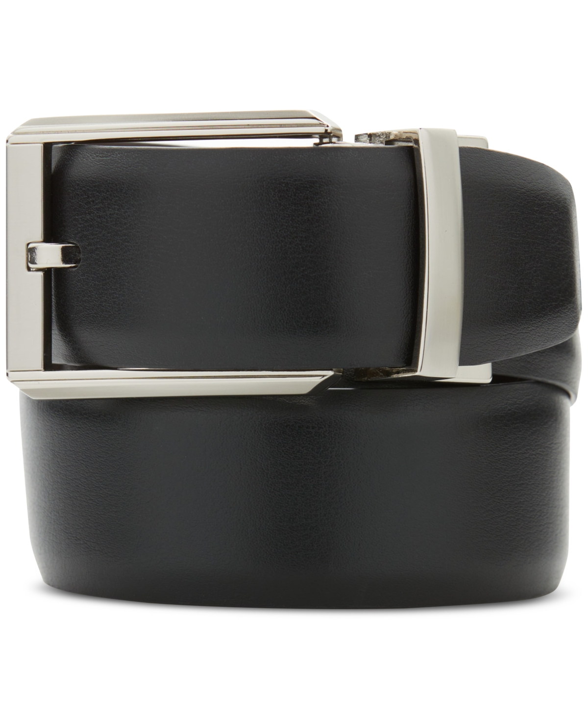 Men's Silver-Tone Reversible Belt - Black