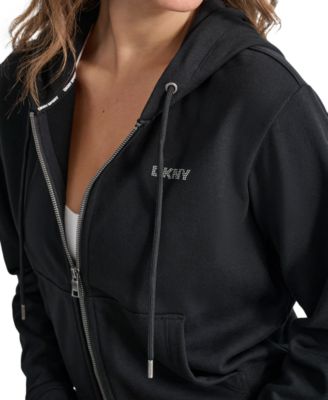Women's Studded-Logo Full-Zip Fleece Hoodie