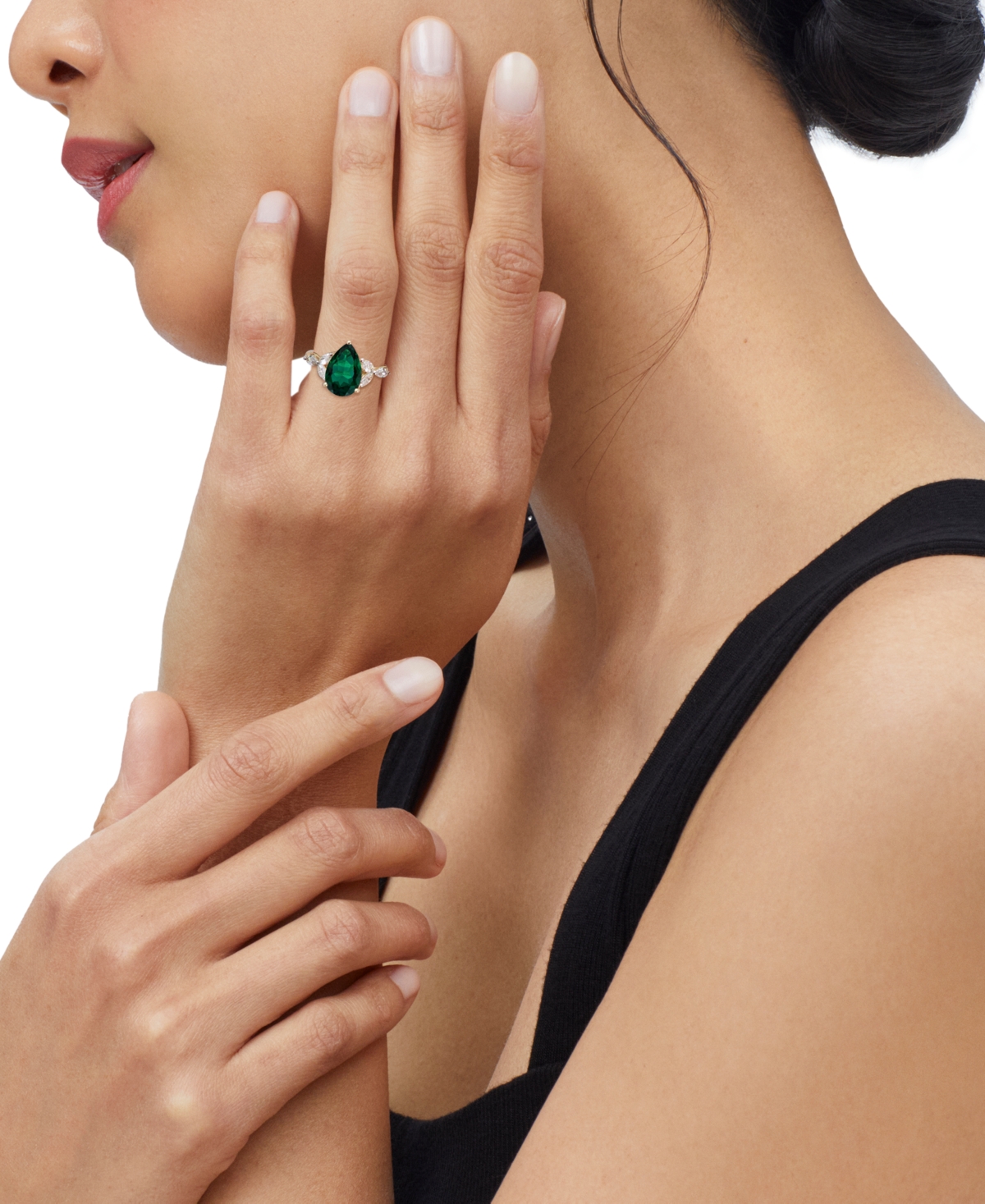 Grown With Love Lab Grown Ruby (3-5/8 Ct. T.w.) & Lab Grown Diamond (1/2 Ct. T.w.) Pear Ring In 14k Gold Or White Go In Emerald