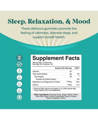 Magnesium Gummies, Sleep & Relaxation Support Gummies, Rasperry Flavor, 60ct
