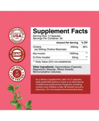 Myo & D-Chiro Inositol Capsules, Choline Inositol Supplement for Cycle & Fertility Support, Womens Hormone Balance Supplement, Nature's Craft, 120ct