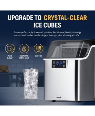 Countertop Portable Clear Ice Cube Maker Machine, 45lbs/24H, in Stainless Steel