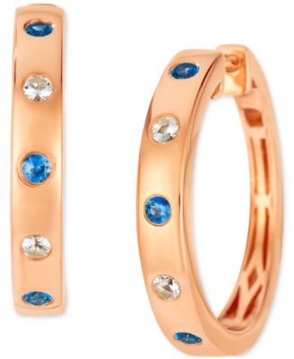 Anywear Everywear&reg; Blueberry Sapphire (1/6 ct. t.w.) & White Sapphire (1/10 ct. t.w.) Hoop Earrings in 14k Honey Gold