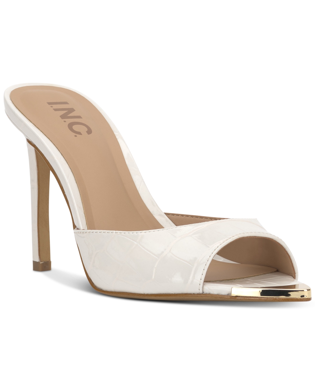 Inc International Concepts Amra Dress Slide Sandals, Created For Macy's In White Croc