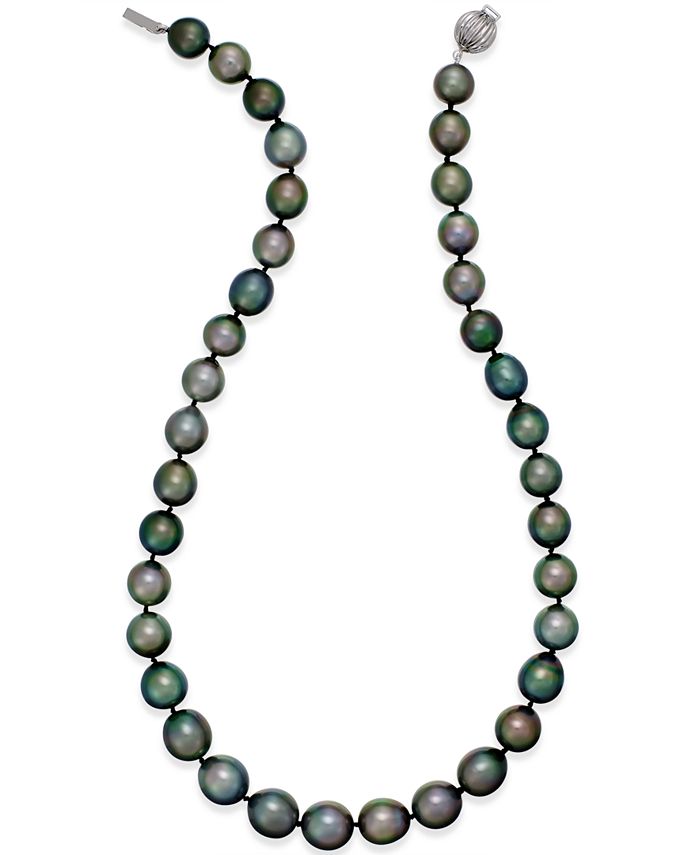 Macy's - Cultured Tahitian Black Pearl (10-12mm) Strand Necklace in 14k White Gold