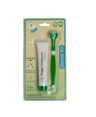 Triple Headed Dog Toothbrush with All-Natural Toothpaste Kit – Complete 2-Piece Dental Care Solution for Dogs