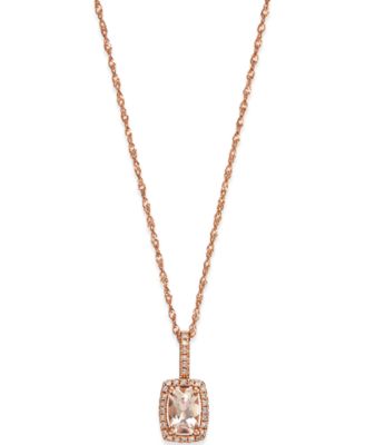 Macy's - Morganite (1/2 ct. t.w.) and Diamond Framed Pendant Necklace in 14k Rose Gold