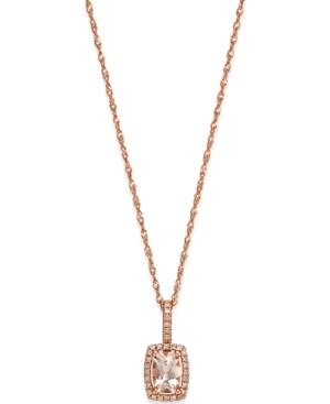 image of Morganite (1/2 ct. t.w) and Diamond Accent Pendant in 14k Rose Gold