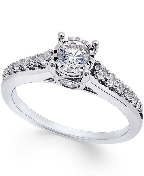 Macy S Trumiracle Diamond 3 4 Ct T W Engagement Ring In 14k White Gold Reviews Rings Jewelry Watches Macy S
