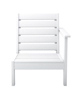 Outdoor Patio HDPE Right Arm Facing Sectional White Corner Club Chair with Patio Cushions