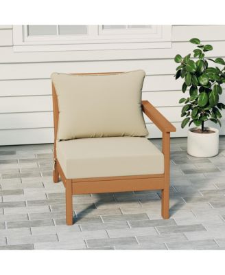 Outdoor Patio HDPE Right Arm Facing Sectional Teak Corner Club Chair with Patio Cushions
