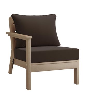 Outdoor 5-Piece Weathered Wood Modular Sectional Patio Furniture Sofa Set