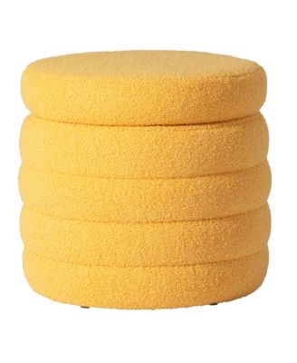 Modern Faux Sherpa Swivel Barrel Accent Chair With Storage Ottoman