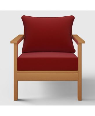 Outdoor Modern HDPE Patio Teak Club Chairs with Deep Seat Cushions (Set of 2)