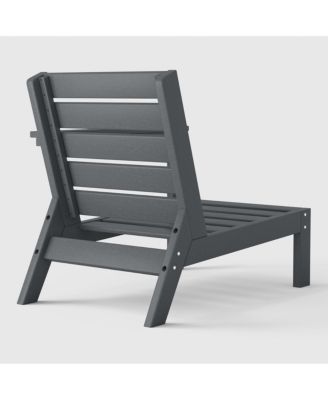 Outdoor Patio HDPE Right Arm Facing Sectional Gray Corner Club Chair with Patio Cushions