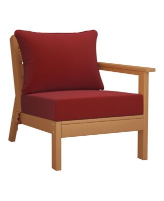 Outdoor Patio HDPE Right Arm Facing Sectional Teak Corner Club Chair with Patio Cushions