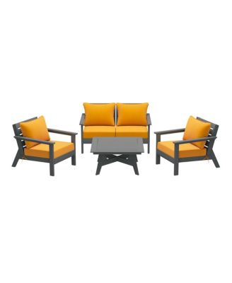 Outdoor 5-Piece Gray Modular Sectional Patio Furniture Sofa Set
