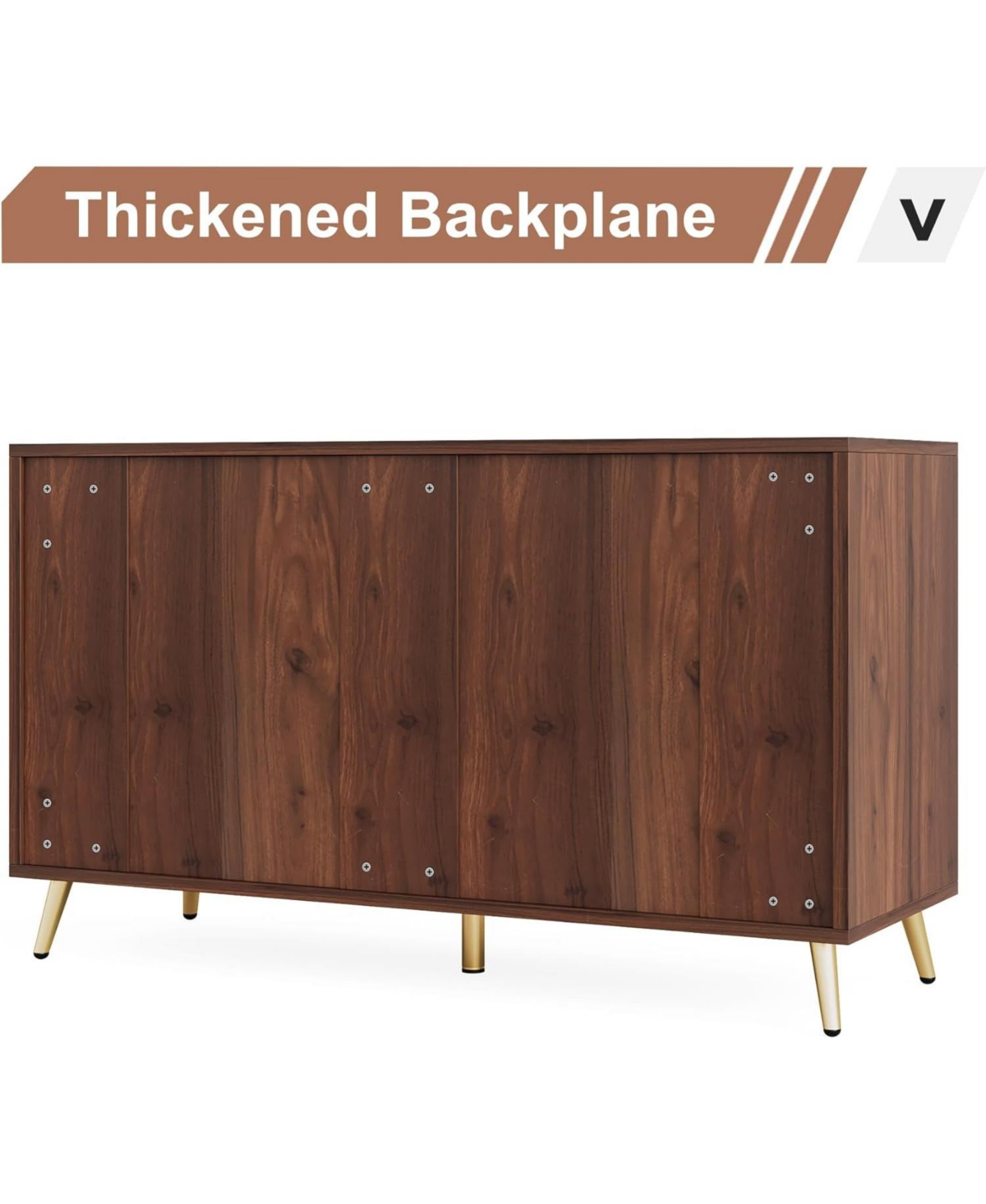 Tribesigns 47-inch Dresser For Bedroom With 6 Drawers, Double Wide Chest Of Drawers With Gold Legs, Wood And Me In Dark Brown+natural