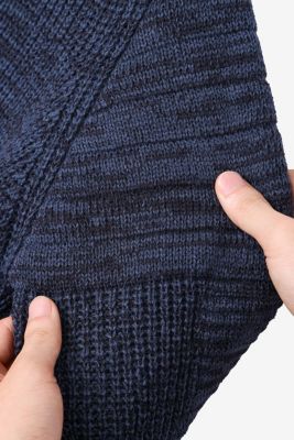 Boys Hooded Faux Shearling Lining Full Zip Sweater With Moto Design Arm Piece