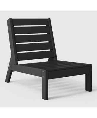 Outdoor HDPE Deep Seating Modular Armless Patio Black Chair with Cushions