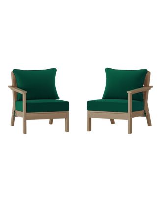 Outdoor Patio HDPE Weathered Wood Loveseat Sofa with Patio Cushions