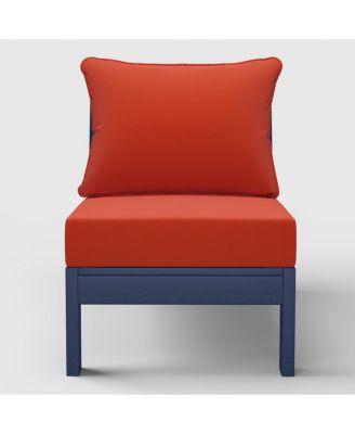 Outdoor HDPE Deep Seating Modular Armless Patio Blue Chair with Cushions