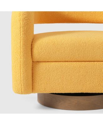 Mid-Century Modern Faux Sherpa Swivel Barrel Accent Chair