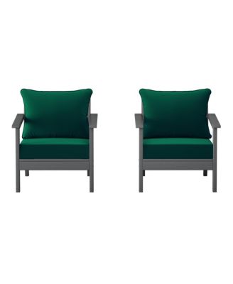 Outdoor Modern HDPE Patio Gray Club Chairs with Deep Seat Cushions (Set of 2)