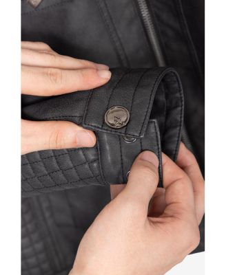 Boys Lined Moto PU Leather Jacket With Removable Hood