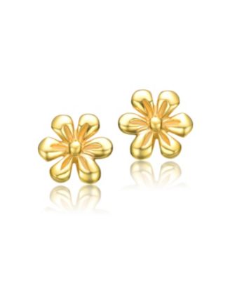 Sterling Silver 14K Gold Plated Daisy Flower Stud Earrings