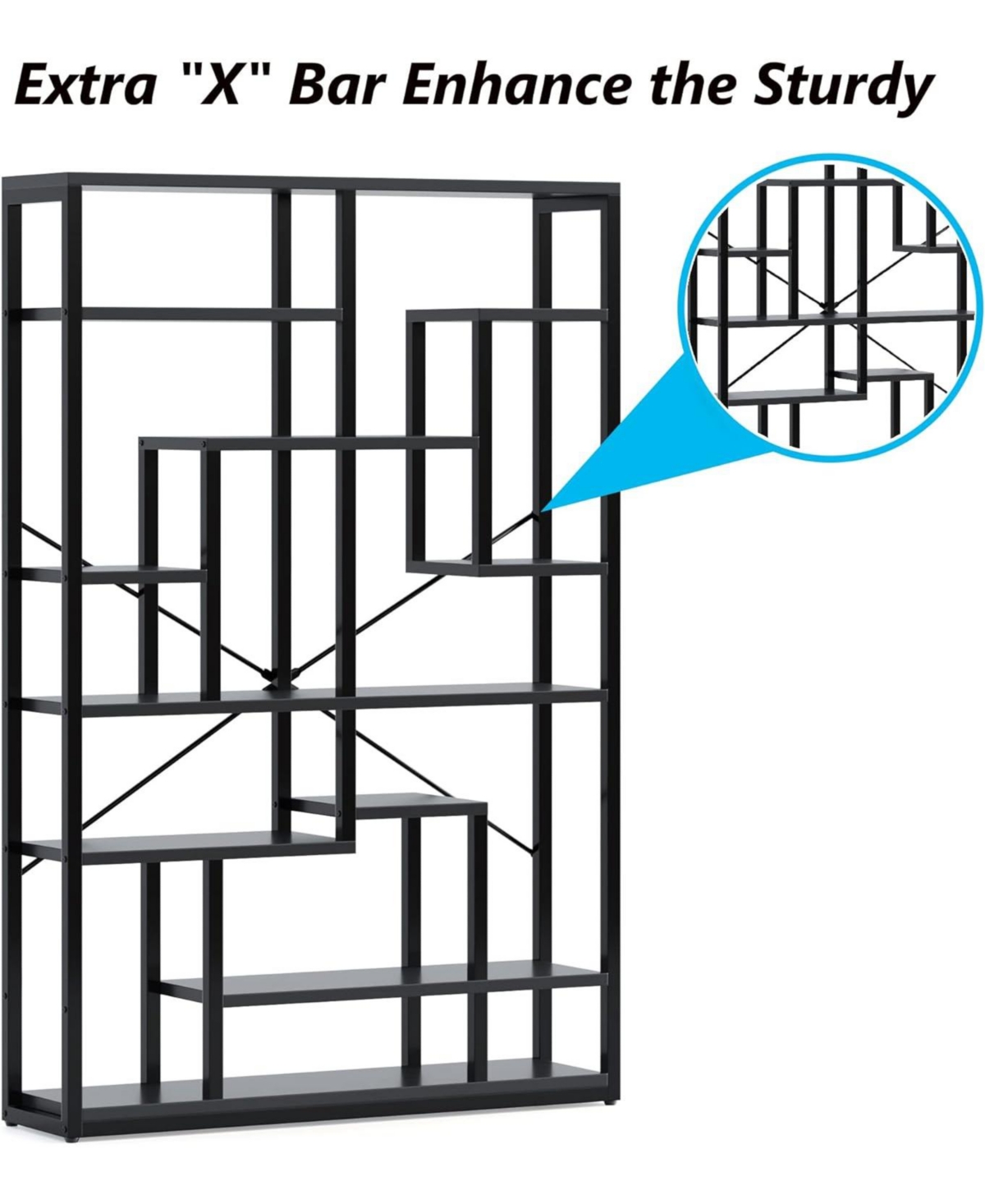 Tribesigns Black Bookshelf Bookcase 9-tier Bookcase 5.9ft Tall Display Bookshelf Organizer With Open Storage Sh In Black