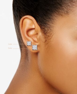 Diamond Princess Cluster Stud Earrings (1/2 ct. t.w.) in 14k White, Yellow or Rose Gold