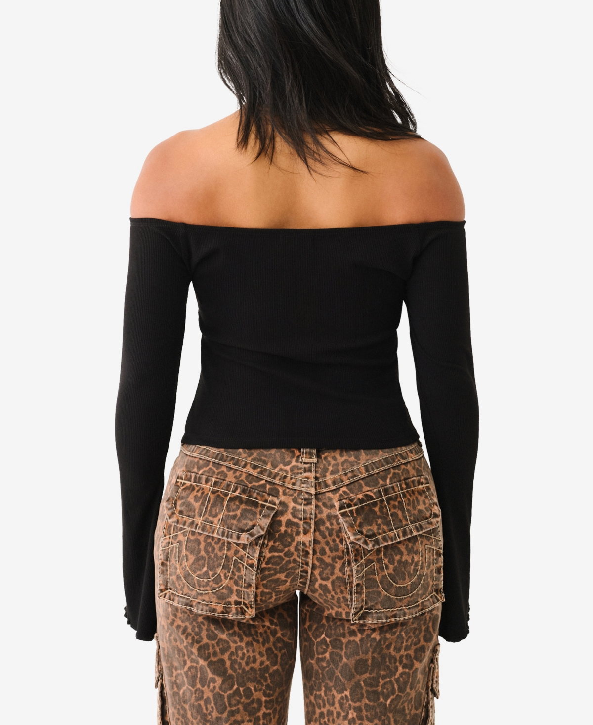 True Religion Women's Off The Shoulder Rib Top