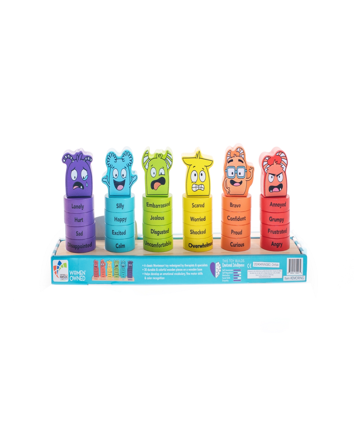 OPEN THE JOY SORTING MY EMOTIONS WOODEN STACKING RINGS 
